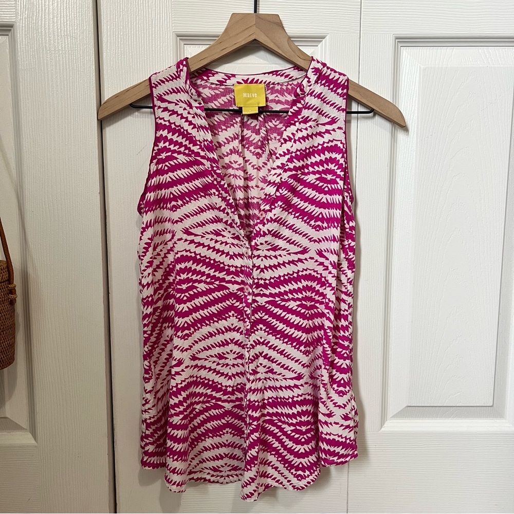 Maeve Fuchsia and White Patterned Tank Top
